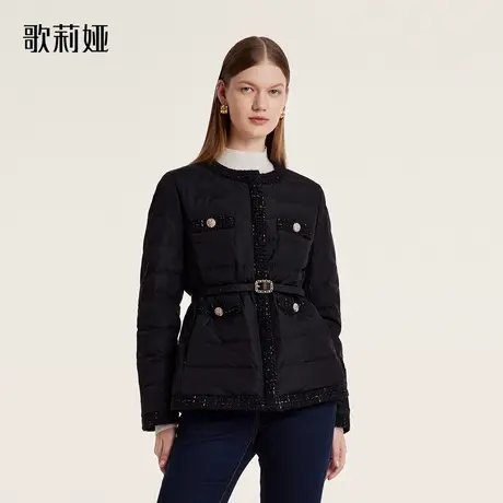 歌莉娅短款羽绒服女轻薄2023冬季新款气质小香风短外套1BDL8B0G0图片