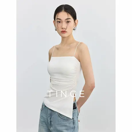 TINGE贴己夏季一字领遮肉带胸垫美背吊带文胸一体显瘦背心女上衣商品大图