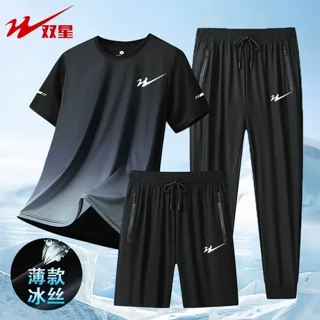双星八特冰丝运动服速干冰感莫代尔短袖体t恤QL057-SX8308C-GYH图片