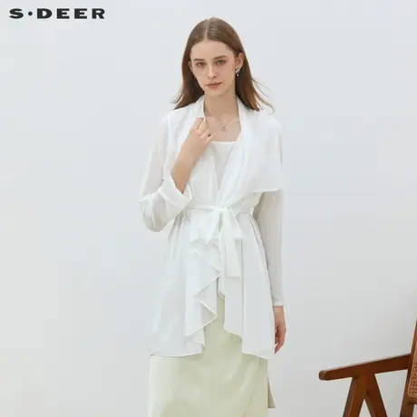 sdeer圣迪奥2023夏装女装休闲开衫收腰雪纺中长款空调衫S23261801商品大图