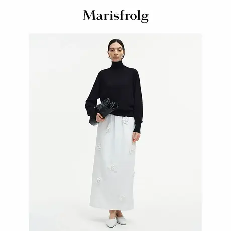 【品质羊绒】Marisfrolg玛丝菲尔2025秋新款黑色高领针织衫毛衣图片