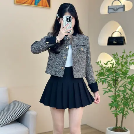 2025新款韩系小香风短款外套女秋季洋气显瘦小个子气质百搭上衣图片
