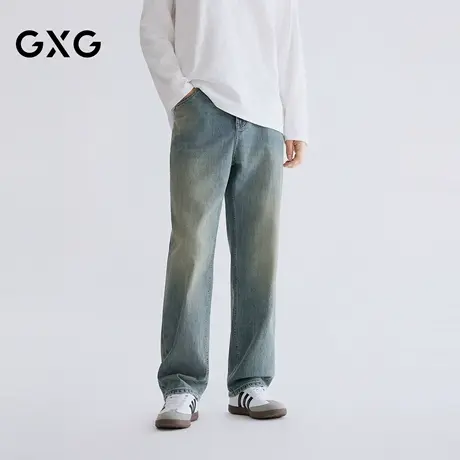 GXG男装 复古水洗黄泥染牛仔裤经典直筒时尚长裤 2026春季新品图片