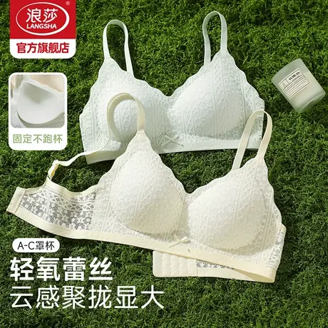 浪莎蕾丝内衣女小胸聚拢显大法式纯欲性感美背防下垂无钢圈文胸KU商品大图
