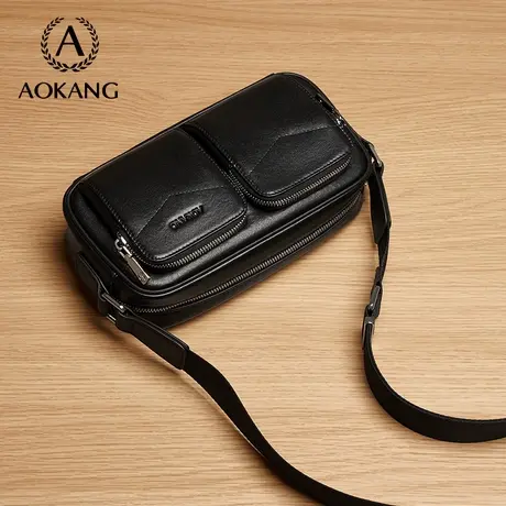 奥康腰包2026新款男士斜挎包真皮通勤包便携大容量高级男士单肩包图片