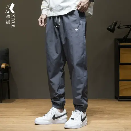 希越防水防风休闲裤男士秋季宽松特肥特大男装特大码百搭束脚裤子商品大图