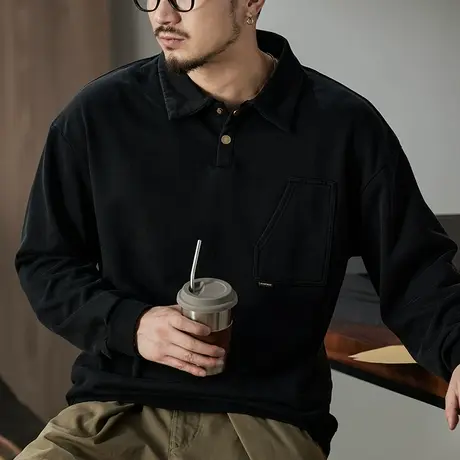 圆领时尚卫衣男炒洗套色工艺秋冬重磅针织面料高档男士百搭卫衣图片