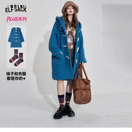 妖精的口袋牛角扣毛呢大衣女2023冬季新款宽松呢子外套热力感穿搭图片