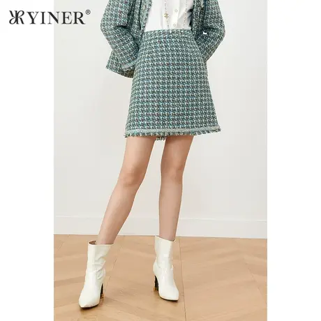 YINER音儿奥莱冬季小香风粗花呢半身裙图片