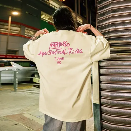 Nuthink加肥加大宽松奶杏色t恤短袖2025新款男潮牌潮流大码半截袖商品大图