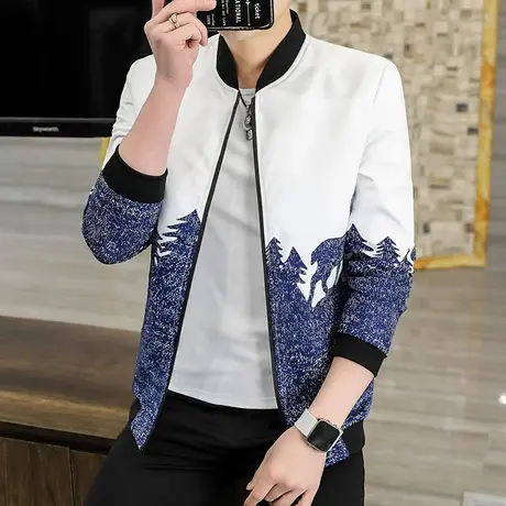 夹克男春秋装薄款上衣个性秋衣立领开衫外套青少年男装秋季卫衣潮商品大图