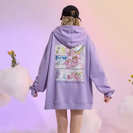 YEP紫色连帽高级感超好看卫衣女宽松欧货大版外套原创小众设计图片