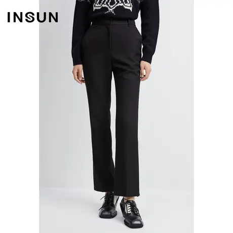 INSUN恩裳冬季弹力斜纹直筒休闲裤图片