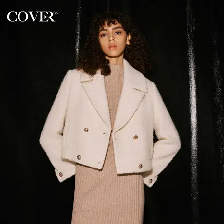 COVER冬季圈圈颗粒羊毛截短毛呢外套商品大图