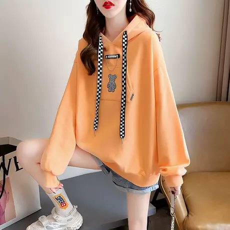 连帽卫衣女春秋季韩版宽松大码设计感小众初秋百搭小个子薄款外套图片