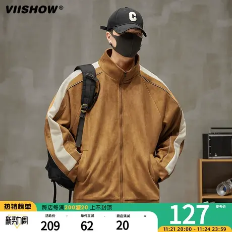 VIISHOW麂皮绒夹克男美式复古宽松棒球服休闲男生秋款潮牌外套男图片