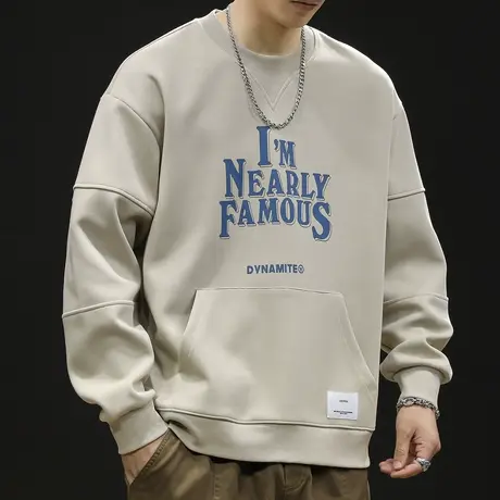 重磅潮牌卫衣男春秋款圆领男款衣服春季2024新款长袖大码鼠兜口袋商品大图