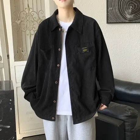 灯芯绒长袖衬衫男秋季日系cityboy廓形外套春秋款高级感痞帅衬衣商品大图