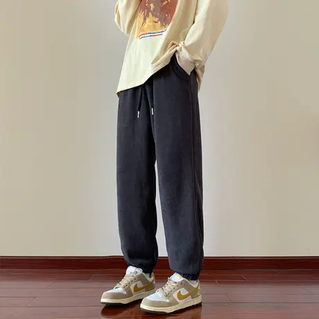 美式灯芯绒裤子男秋冬季加绒束脚裤男士运动裤秋季新款潮牌休闲裤商品大图