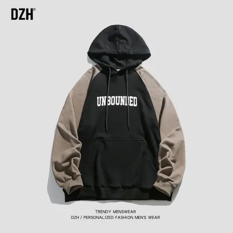 青少年美式连帽卫衣男春秋潮牌印花套头上衣2023新款休闲外套帽衫商品大图