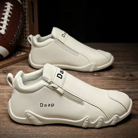 男鞋2023新款秋冬季运动百搭小白板鞋一脚蹬休闲皮鞋软底工作潮鞋商品大图