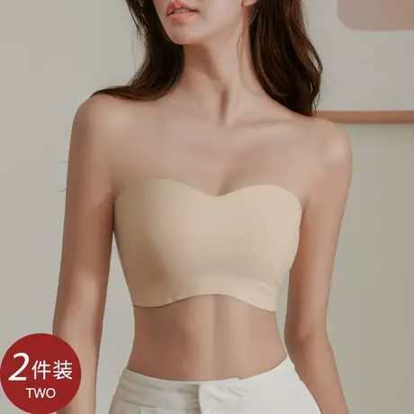 无肩带抹胸内衣女防走光冰丝一体式文胸夏季薄款聚拢防滑无痕裹胸商品大图