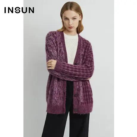 恩裳春秋经典拉毛工艺柔软舒适羊毛百搭毛织衫开衫商品大图