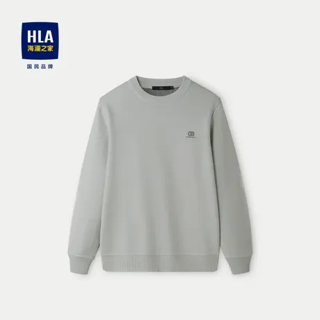 HLA/海澜之家加绒加厚针织衫23秋冬新款包芯纱提花圆领保暖毛衣男图片