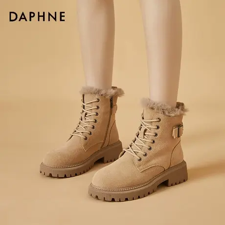 达芙妮马丁靴女冬季加绒棉鞋2021年新款百搭厚底雪地靴加厚短靴潮商品大图