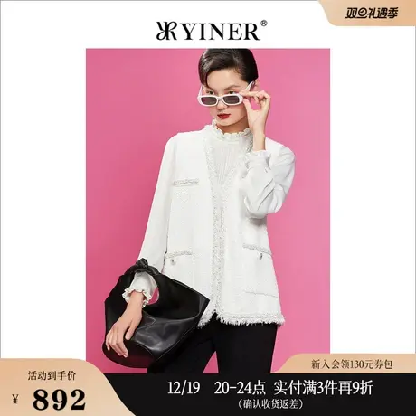 YINER音儿女装秋季无袖背心法式复古针织小香风马甲图片