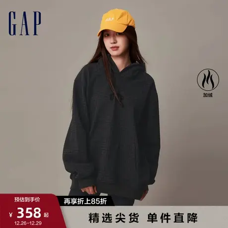 Gap男女装冬季新款LOGO加绒保暖运动连帽衫情侣装休闲卫衣841200商品大图