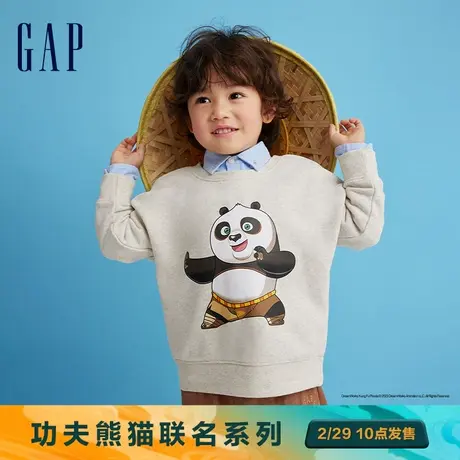 【功夫熊猫联名】Gap男女幼童春季2024新洋气印花圆领卫衣890546商品大图