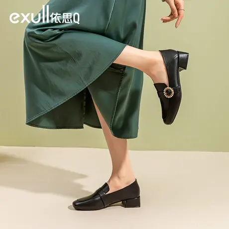 依思Q乐福鞋女2023新款冬季法式通勤女鞋平底鞋工作鞋皮鞋单鞋女商品大图