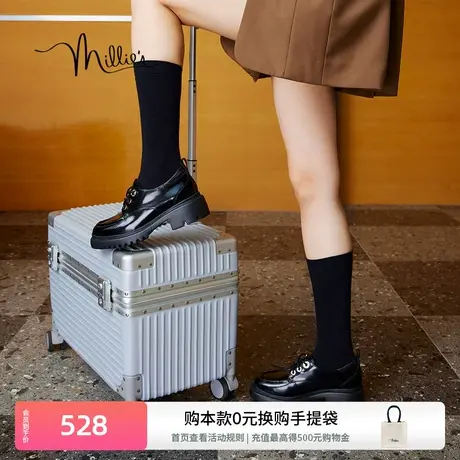 妙丽布洛克鞋春季新款时尚通勤乐福鞋复古风小皮鞋女单鞋SDZ45CM3商品大图