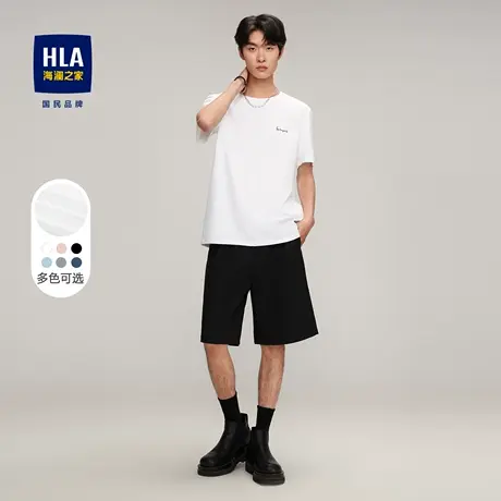 HLA/海澜之家凉感透气短袖T恤2023夏新款厚板印花圆领情侣短T男女图片