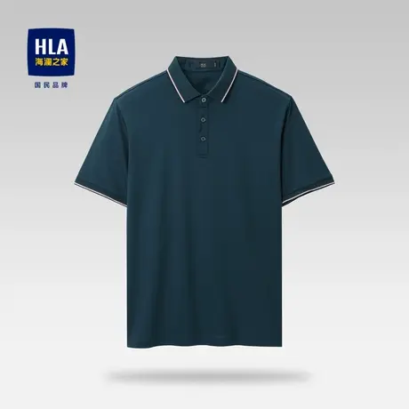 HLA/海澜之家含桑蚕丝短袖POLO衫2023春夏新款含丝光棉顺滑上衣男图片