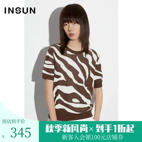 恩裳COVER2023夏装新款时尚斑马纹低调葱纱舒适挺括冰丝针织衫女图片