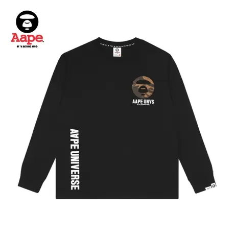 Aape旗舰店男装秋冬X-BONE猿颜迷彩字母印花潮流长袖T恤0834XXH商品大图