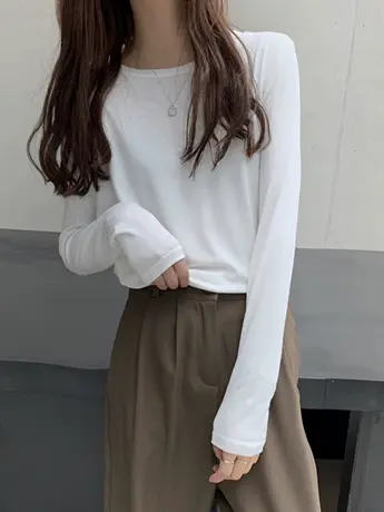 仿棉长袖t恤女2023新款春秋装冬季加绒白色内搭打底衫德绒上衣服图片