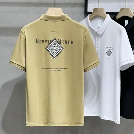 2023夏季短袖POLO衫男潮牌ins修身翻领保罗衫休闲商务男士高端T恤商品大图