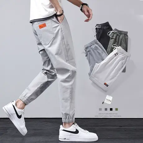 夏季薄款九分纯棉工装裤男士束脚宽松休闲裤子男裤青少年男装夏装商品大图