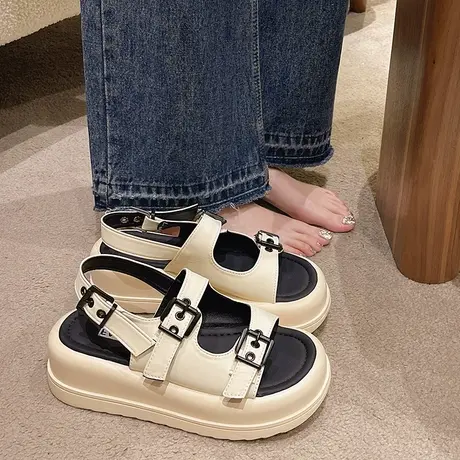 厚底百搭运动凉鞋女2023夏季新款原宿风休闲海边沙滩罗马鞋ins潮商品大图