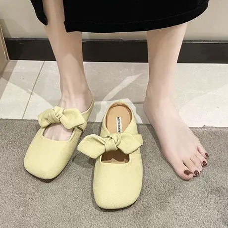 2023网红韩版包头半拖鞋女外穿2023夏季新款蝴蝶结防滑小清新ins商品大图