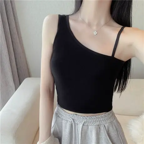 吊带背心白色女春夏内搭打底外穿美背文胸一体带胸垫黑色抹胸上衣商品大图
