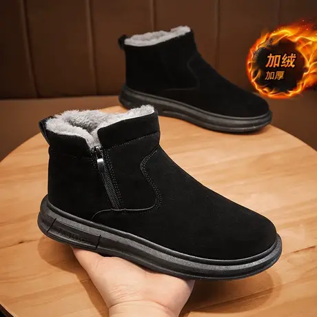 雪地靴男冬季加绒保暖东北皮毛一体雪地棉男款加厚防水防滑面包鞋商品大图