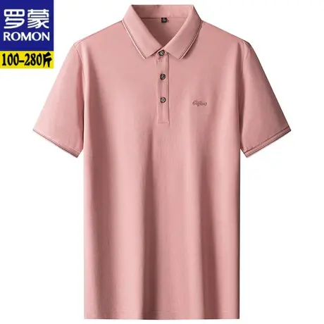 罗蒙胖子短袖t恤男夏季薄款宽松翻领加肥加大肥佬男装半袖polo衫商品大图
