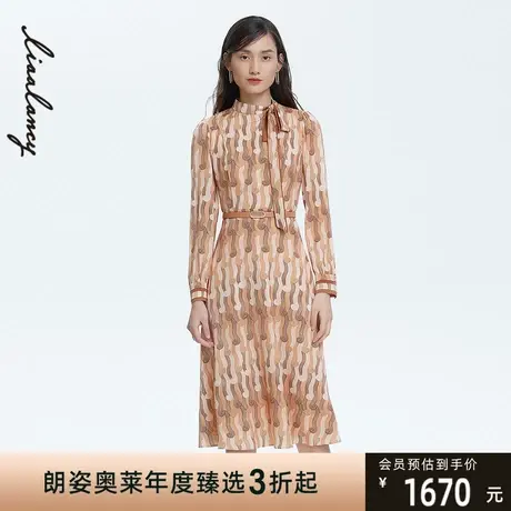 LANCY/朗姿22春夏新款女装复古时尚裙子商场同款中长款连衣裙女图片