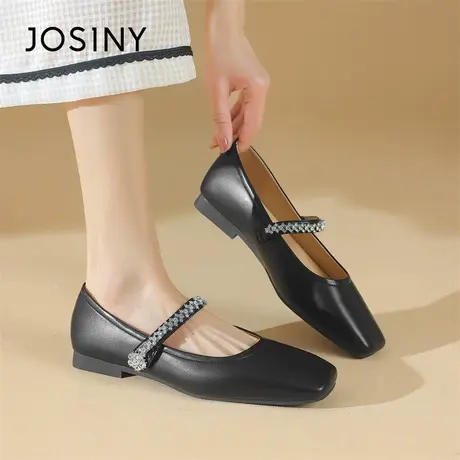 Josiny/卓诗尼玛丽珍鞋女2024新款春季爆款平底浅口软皮单鞋女鞋商品大图