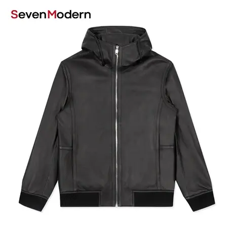 【清仓商场同款】柒牌奥莱潮SVNMDN秋冬休闲真皮皮衣百搭舒适外套图片
