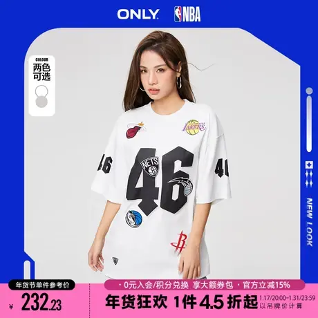 ONLY2023秋季新款NBA联名款潮酷字母宽松圆领T恤女|123201106商品大图